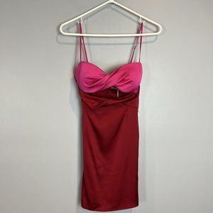 Oh Polly Lavish Life Twist Cut Out Satin Mini Dress NEW pink red size 6